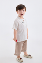Shirt - Short Sleeve V-neck Shirt - 100% Organic Linen