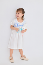 Ruffle Collar Puff Sleeve Smocked Dress