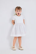 Pleated Bodice Peter Pan Collar Hemstitching Dress