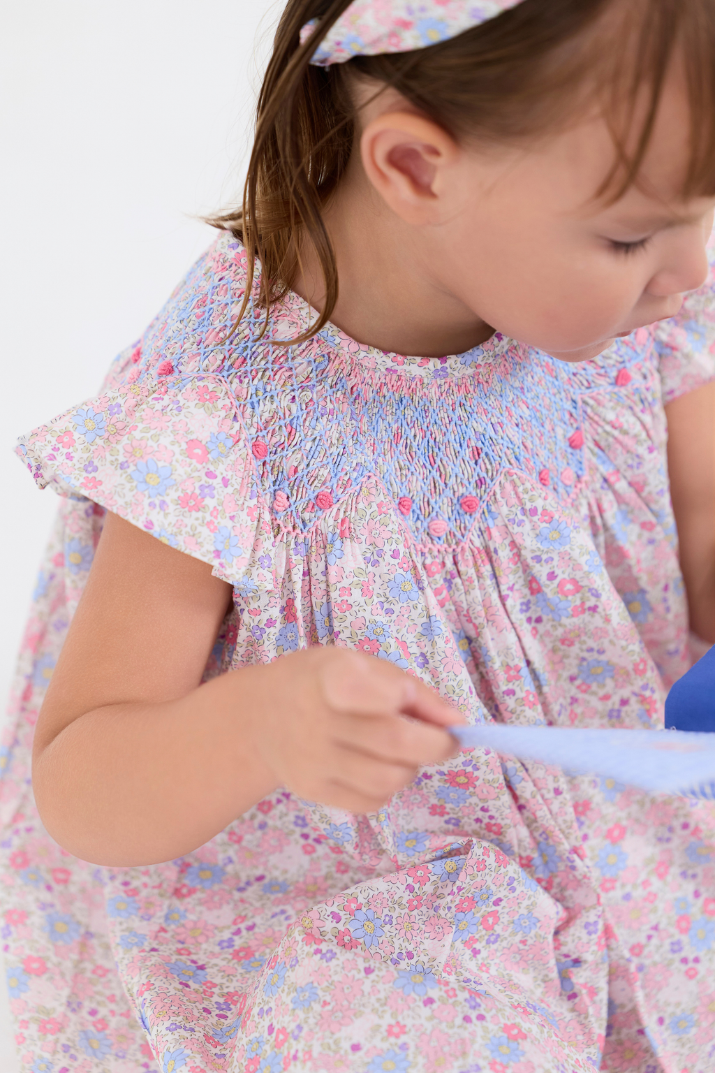 A-Line Smocked Dress & Turban Set (Purple)