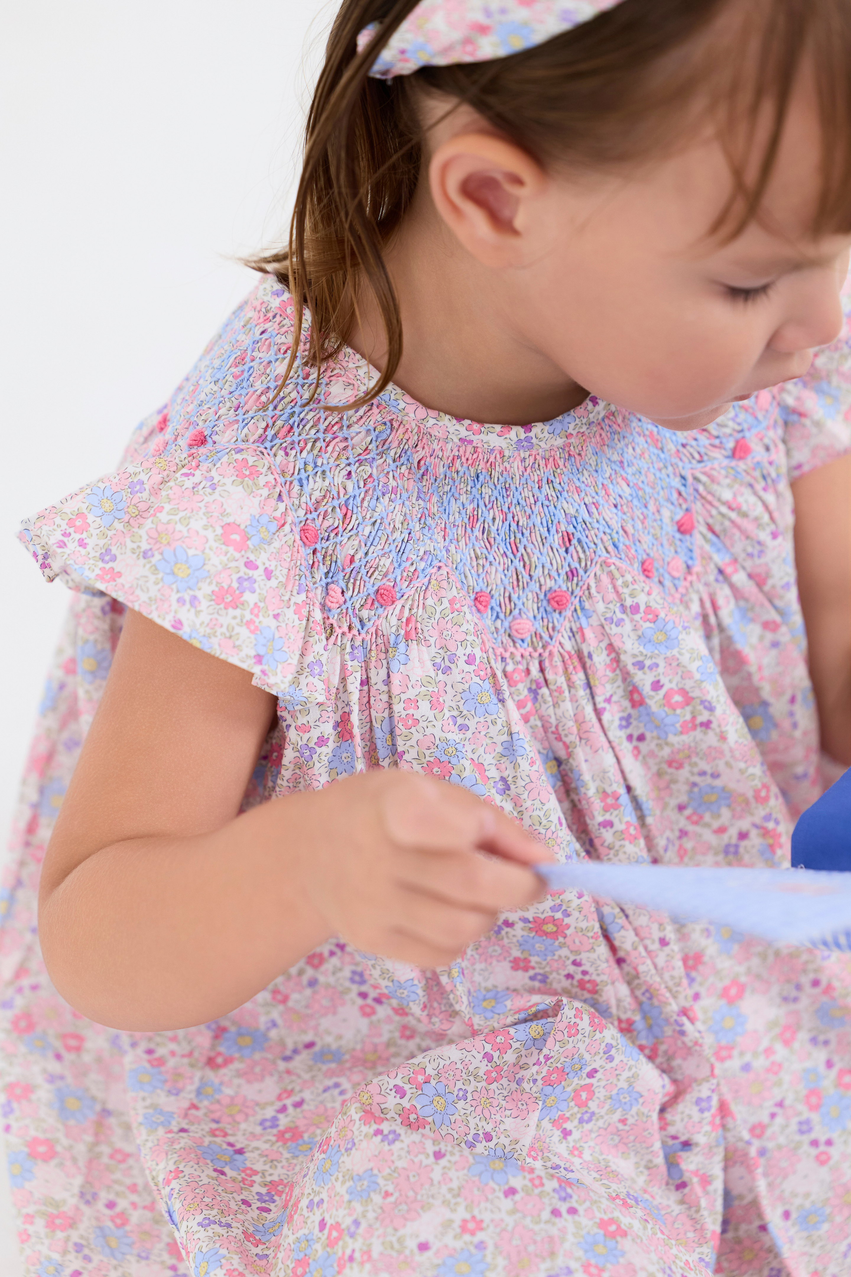 A-Line Smocked Dress & Turban Set (Purple)