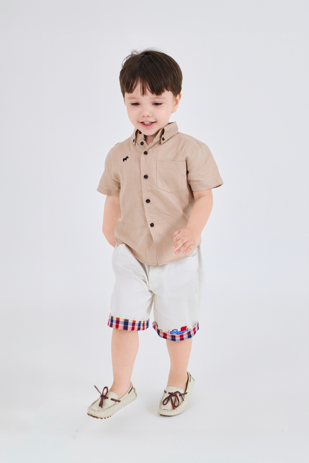Shirt - Short Sleeve Curved Hem Shirt - 100% Linen Organic