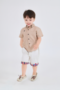 Shirt - Short Sleeve Curved Hem Shirt - 100% Linen Organic