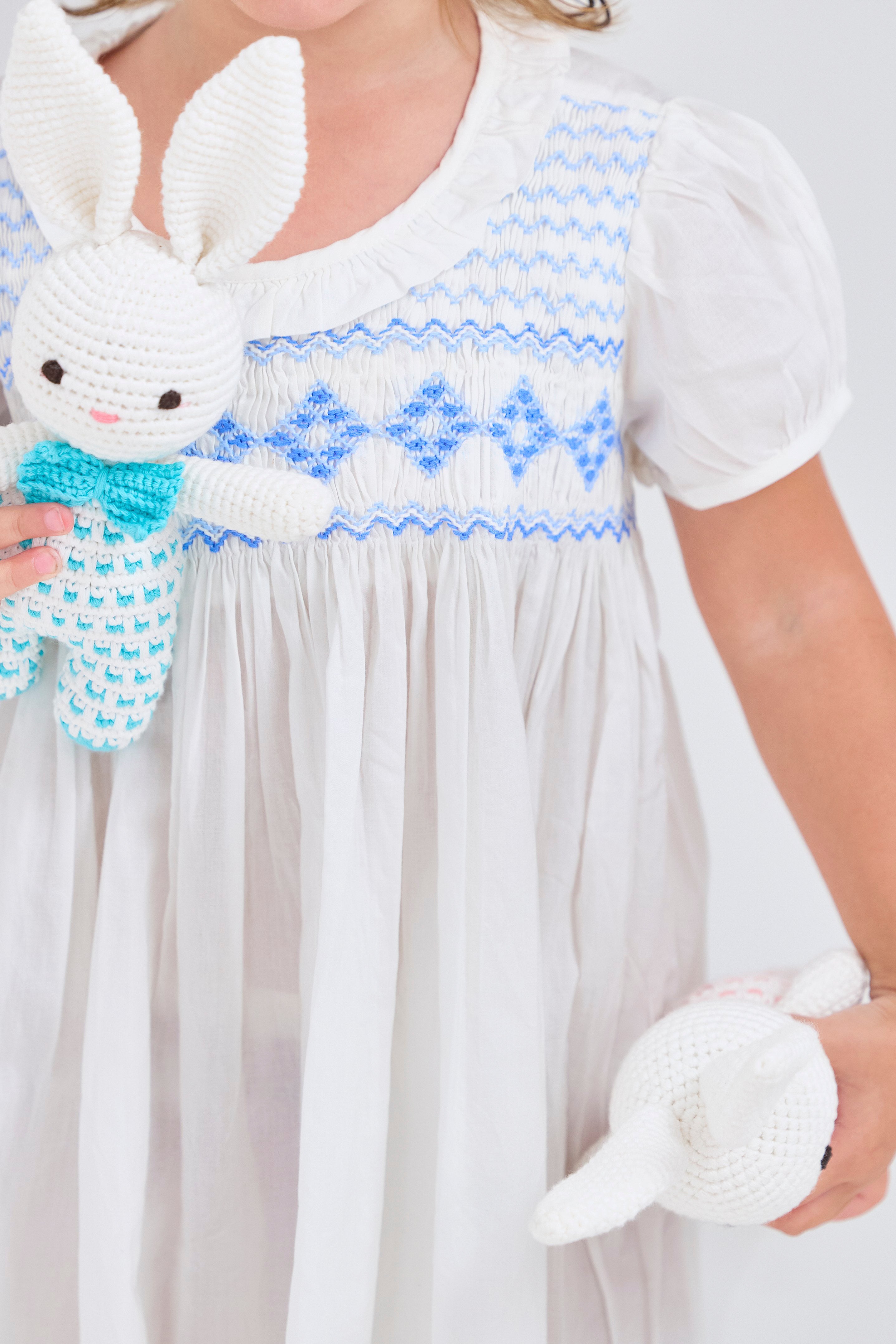 Ruffle Collar Puff Sleeve Smocked Dress