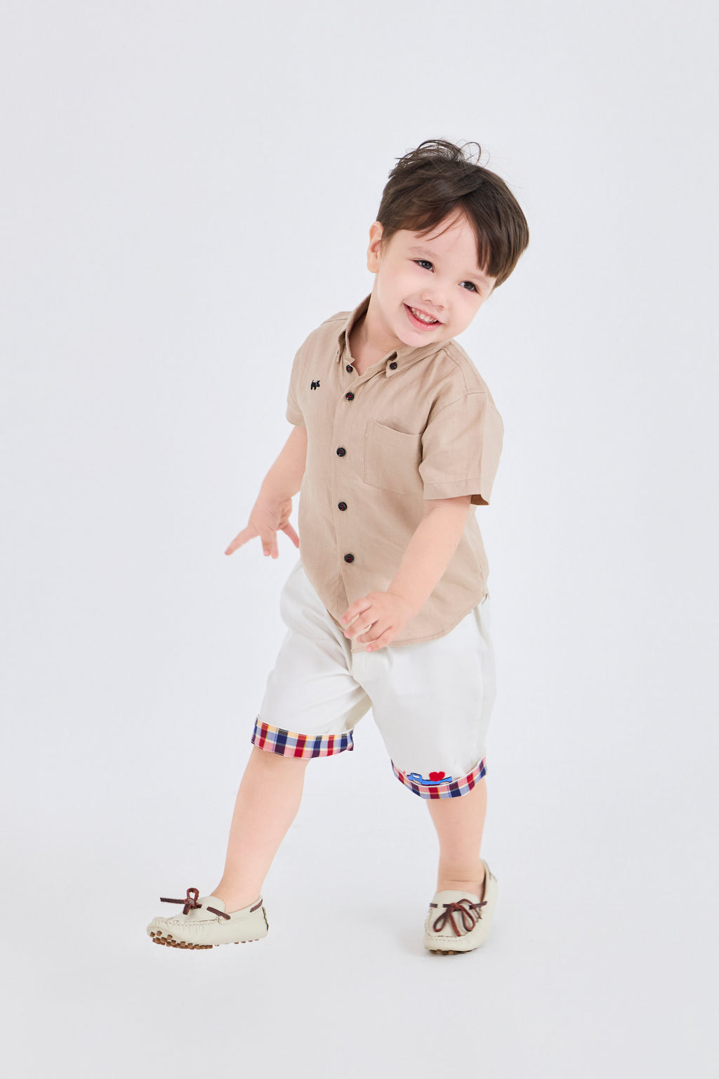 Shirt - Short Sleeve Curved Hem Shirt - 100% Linen Organic
