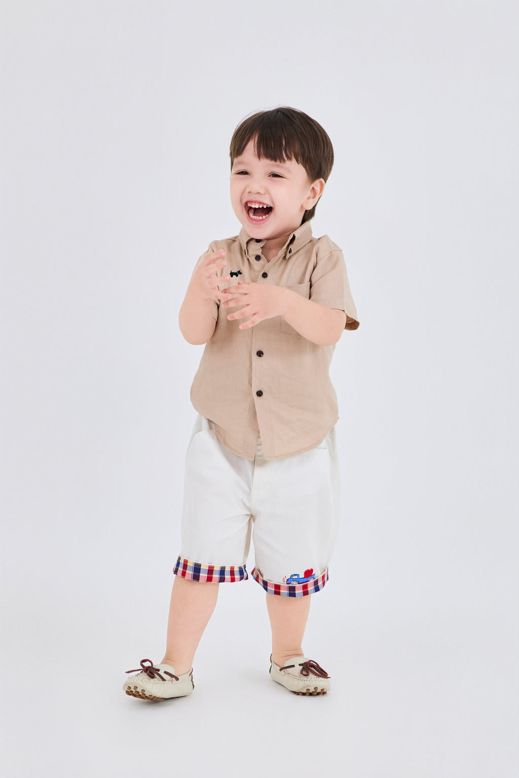 Shirt - Short Sleeve Curved Hem Shirt - 100% Linen Organic