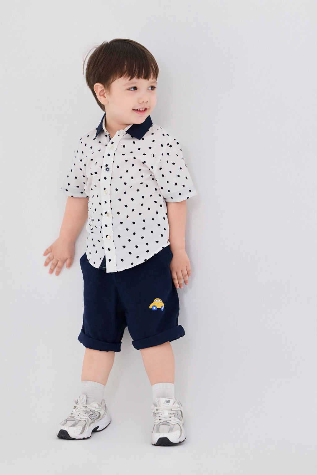 Short - Boys' Khaki Shorts with Hand-embroidery Pattern