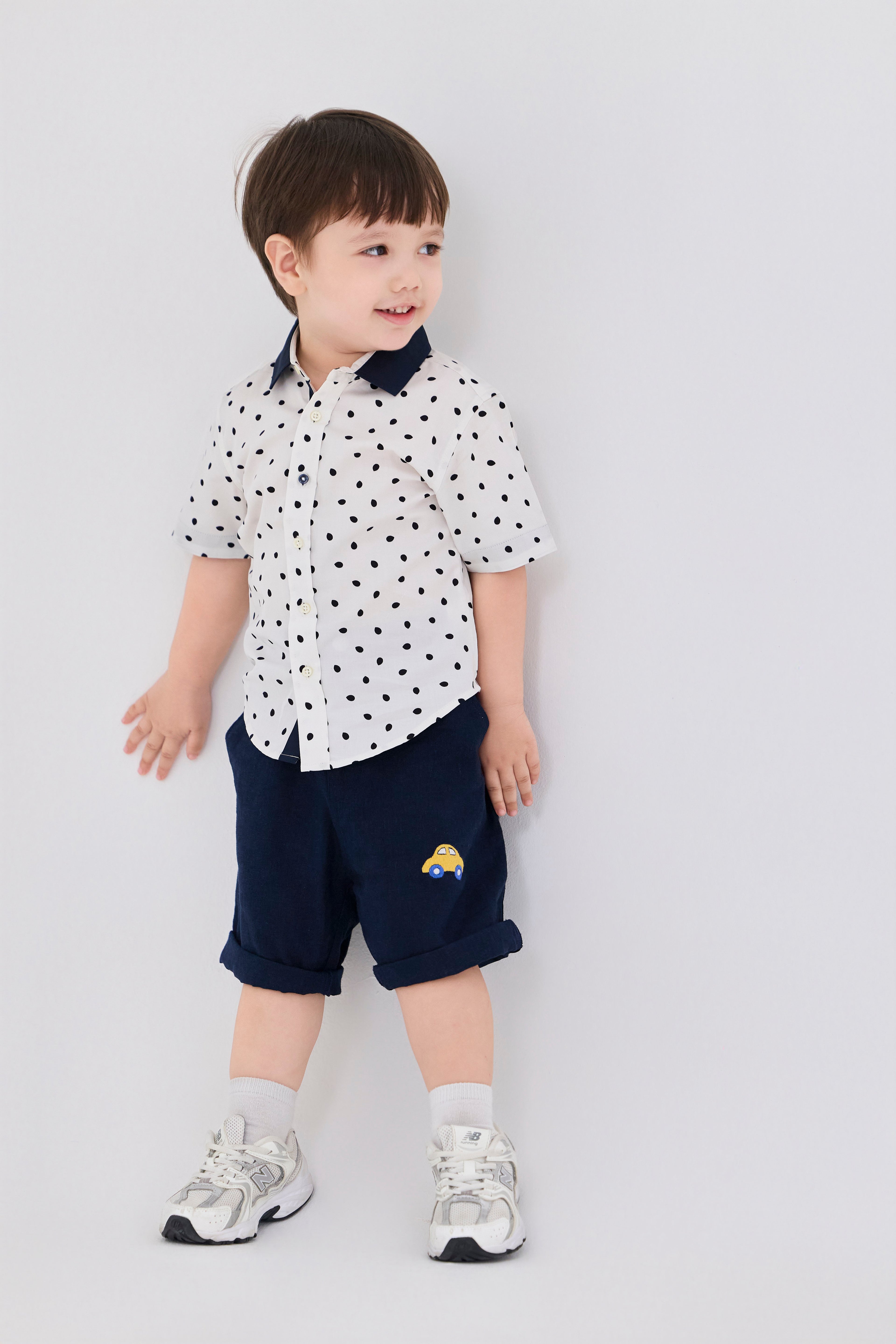 Short - Boys' Khaki Shorts with Hand-embroidery Pattern