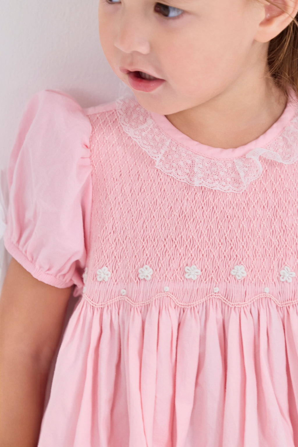 Round Neck Puff Sleeve Dress with Bows