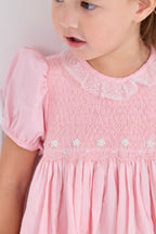 Round Neck Puff Sleeve Dress with Bows
