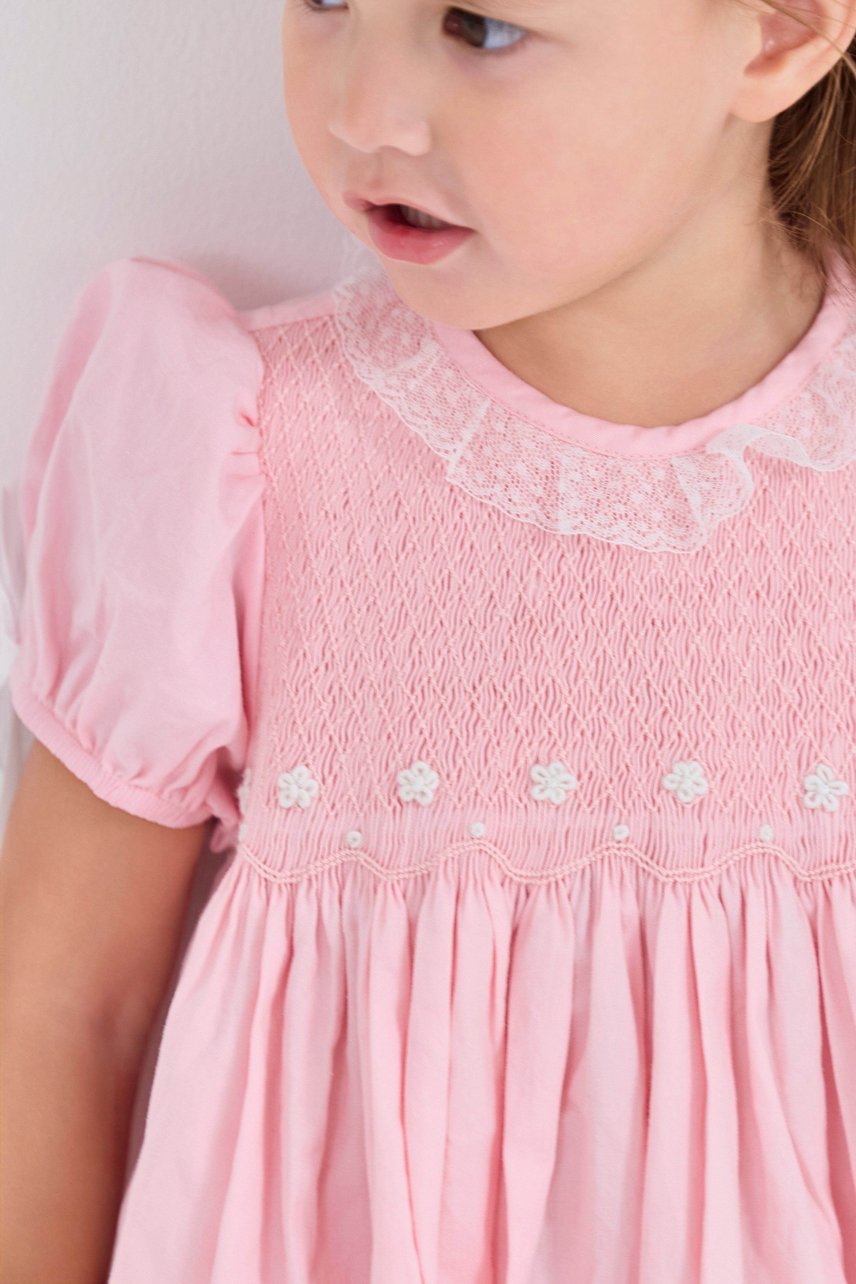 Round Neck Puff Sleeve Dress with Bows