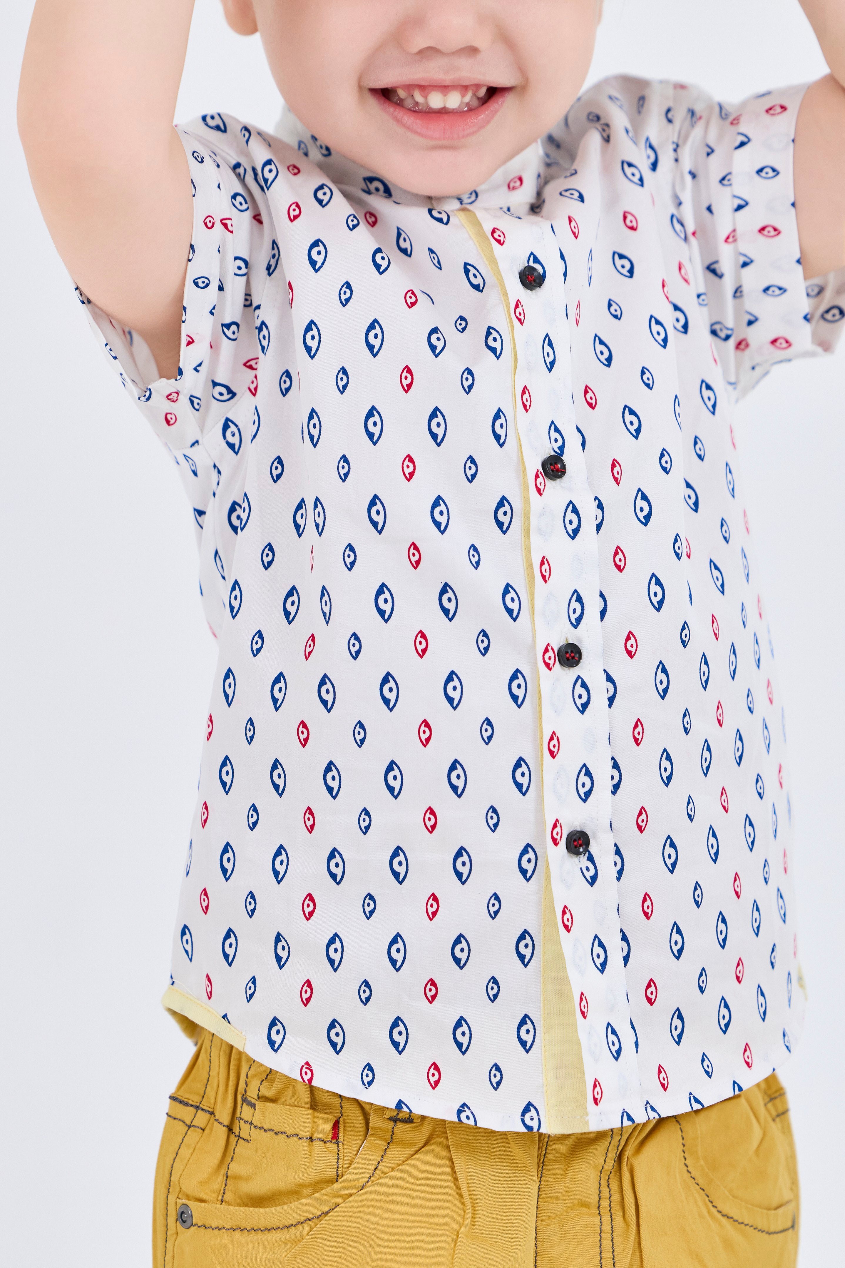 Shirt - Short-Sleeve Mandarin Collar Shirt